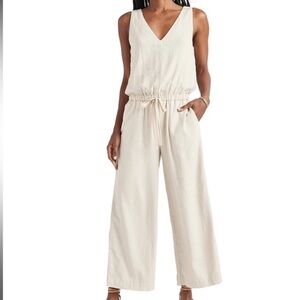 Splendid Kali Wide Leg Jumpsuit Beige Linen Minimalist Size Small